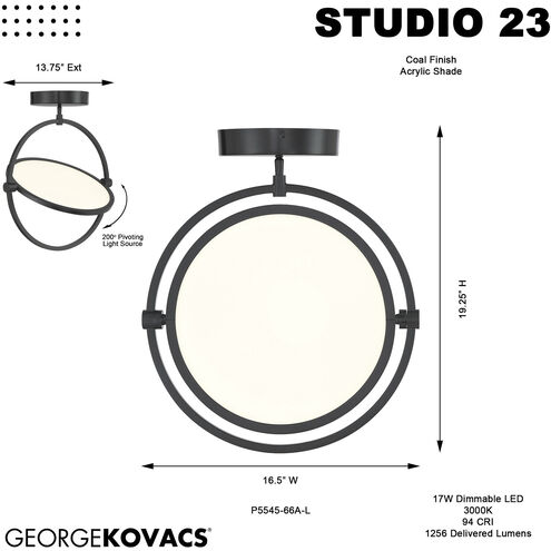 Studio 23 LED 16.5 inch Coal Semi Flush Ceiling Light